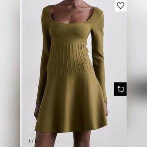 STAUD Military Green Long Sleeve Dress,Size XL.